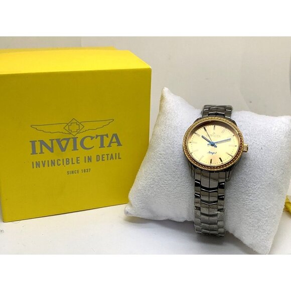 Invicta Women's Watch 14911 Angel Quartz Gold Dial Gray Ceramic Band 32mm - Picture 3 of 14